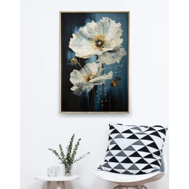 MALOWANY OBRAZ NA PŁÓTNIE LAKIEROWANY BLUEY Z RAMĄ 42 3,5 62 cm